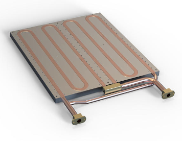 Embedded copper tube liquid cold plate Eingebettete Flüssigkeitskühlplatte aus Kupferrohr