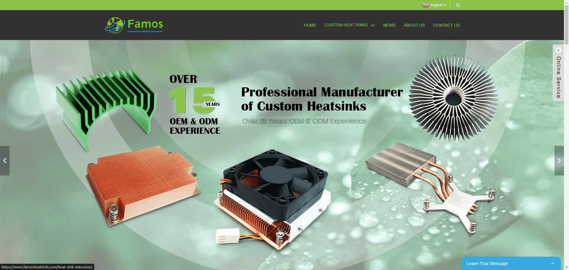 Homepage von Famos Tech Co., Ltd. mit Fachwissen zu komplexen thermischen Designlösungen für die Elektronik.